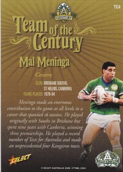 2008 NRL Centenary - Team of the Century #TC4 Mal Meninga Back